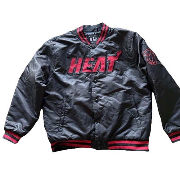 Vintage NBA Miami Heat Ultra Game Jacket Men’s Sz Large Bomber Jacket Black - Picture 1 of 16